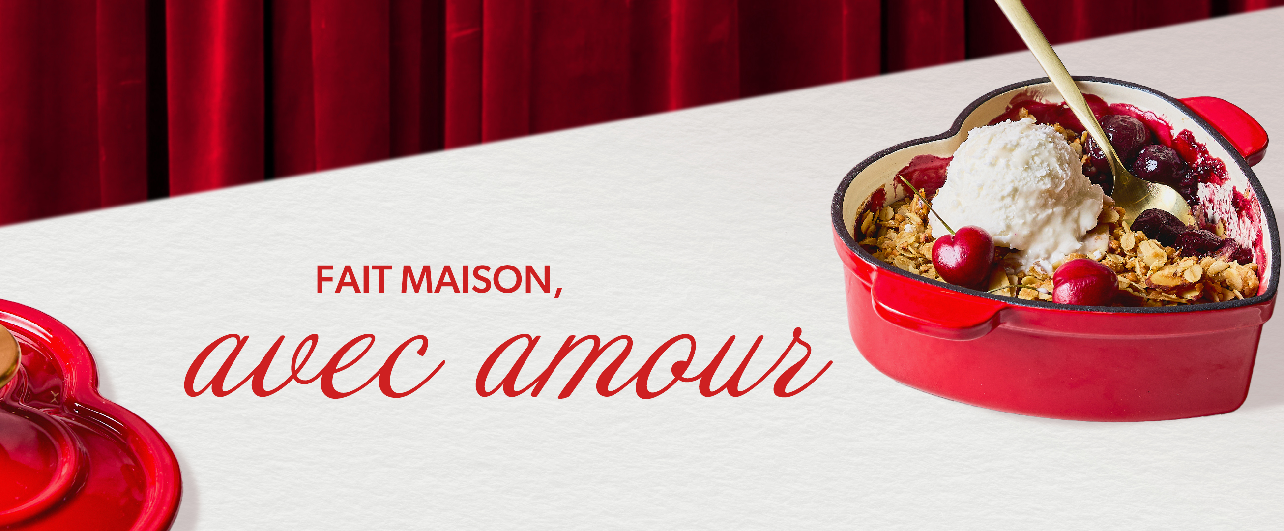 Croustade aux cerise avec texte Fait Maison, avec amour