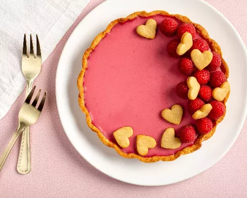 Tarte panna cotta framboises et eau de rose (pour deux)
