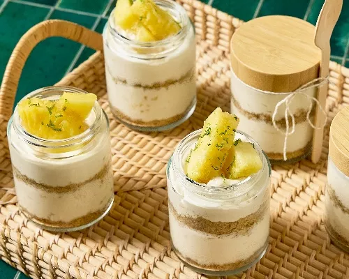 Gâteau au fromage à l’ananas en pot sans cuisson